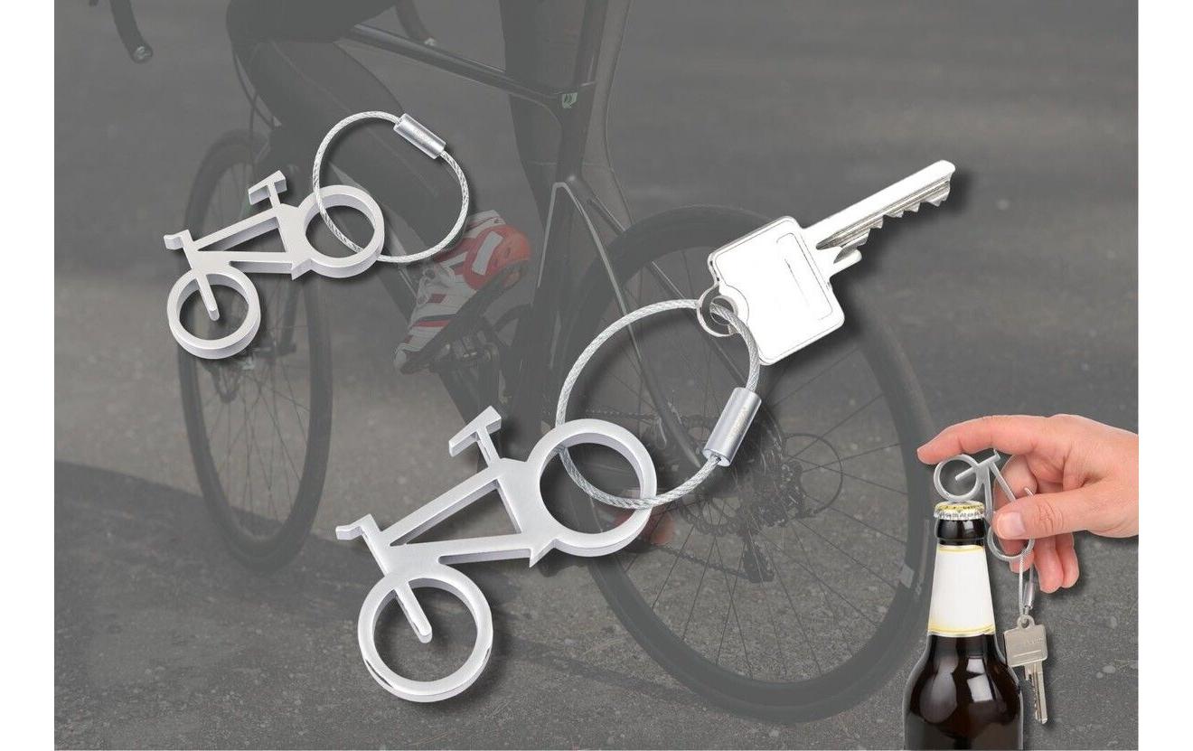 TROIKA Flaschenöffner-Schlüsselanhänger Fahrrad – Flaschenöffner, Aluminium, Silber, 6er-Pack