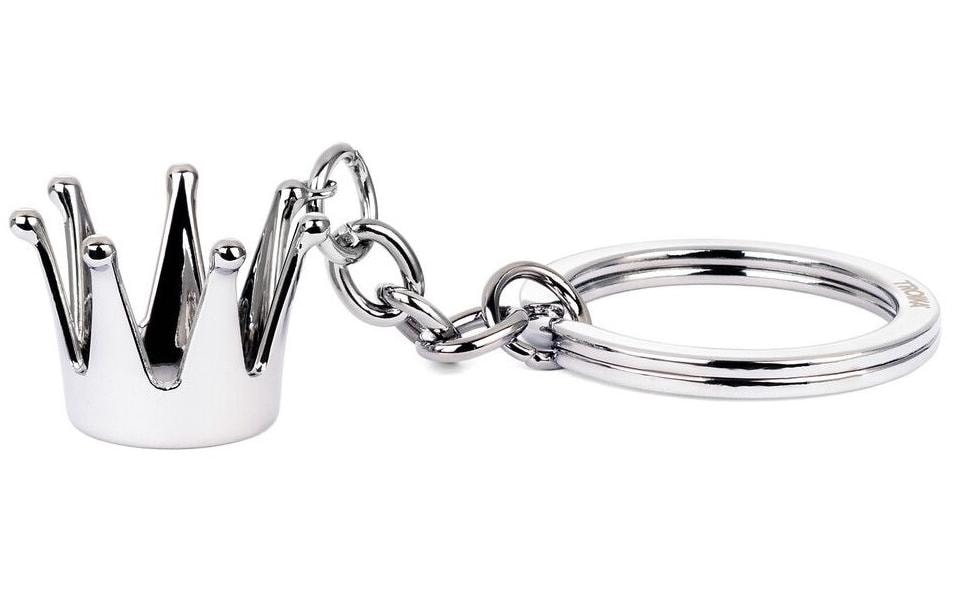 TROIKA Schlüsselanhänger Krone – Metall, Silber, 85 × 35 × 18 mm, 6er-Pack