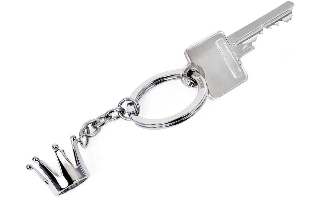 TROIKA Schlüsselanhänger Krone – Metall, Silber, 85 × 35 × 18 mm, 6er-Pack
