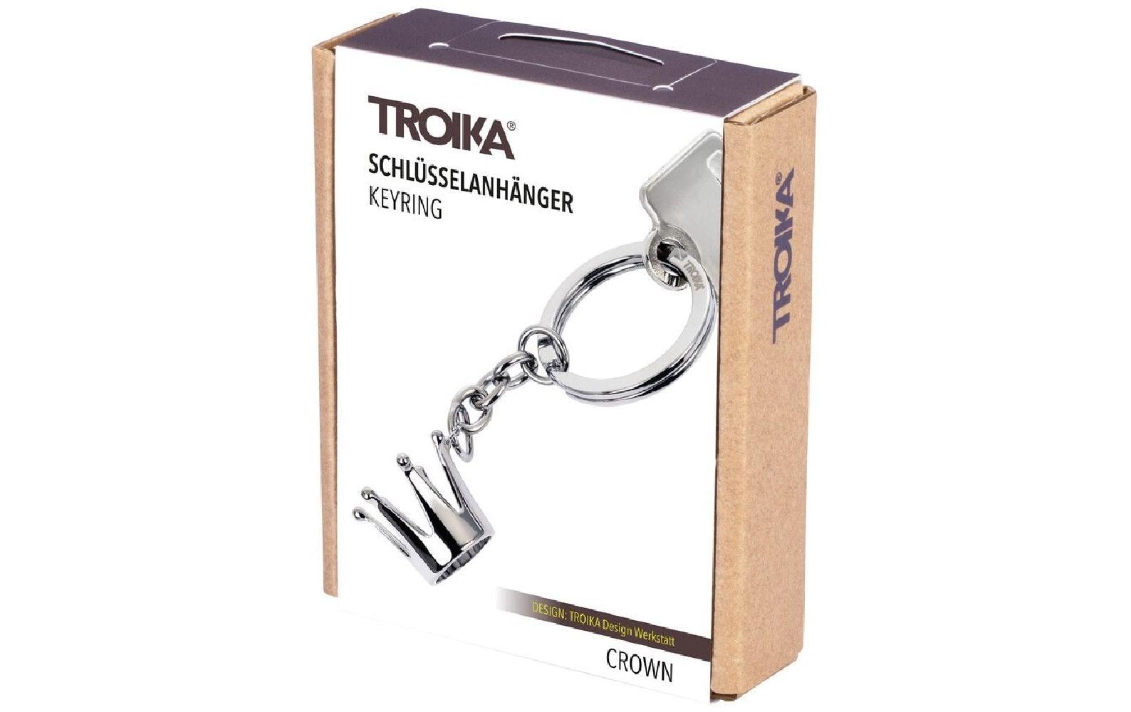 TROIKA Schlüsselanhänger Krone – Metall, Silber, 85 × 35 × 18 mm, 6er-Pack