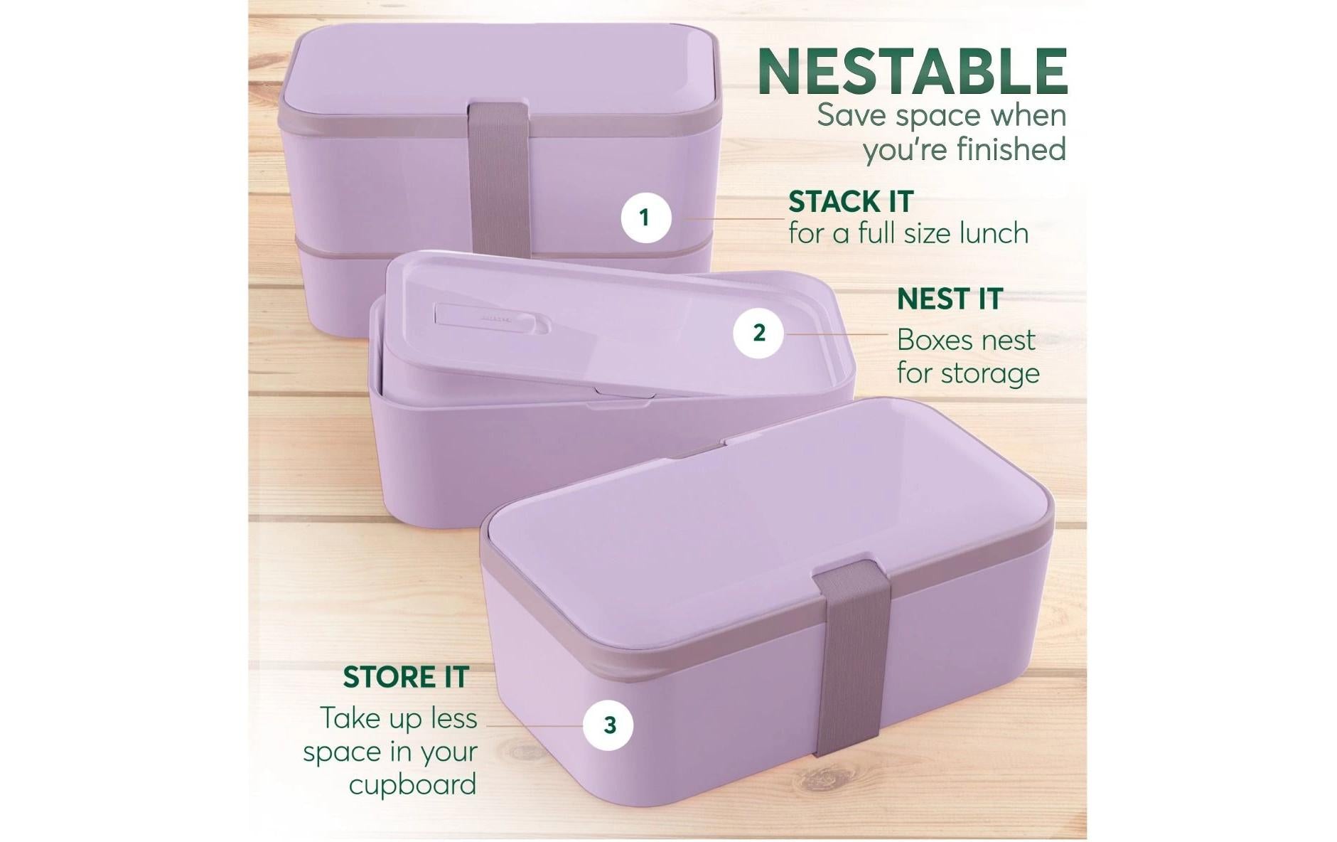 Umami Nestbare Bento Box – Lunchbox 1,5 l, 11 × 18,2 × 7 cm, Polypropylen (PP), Lavendel