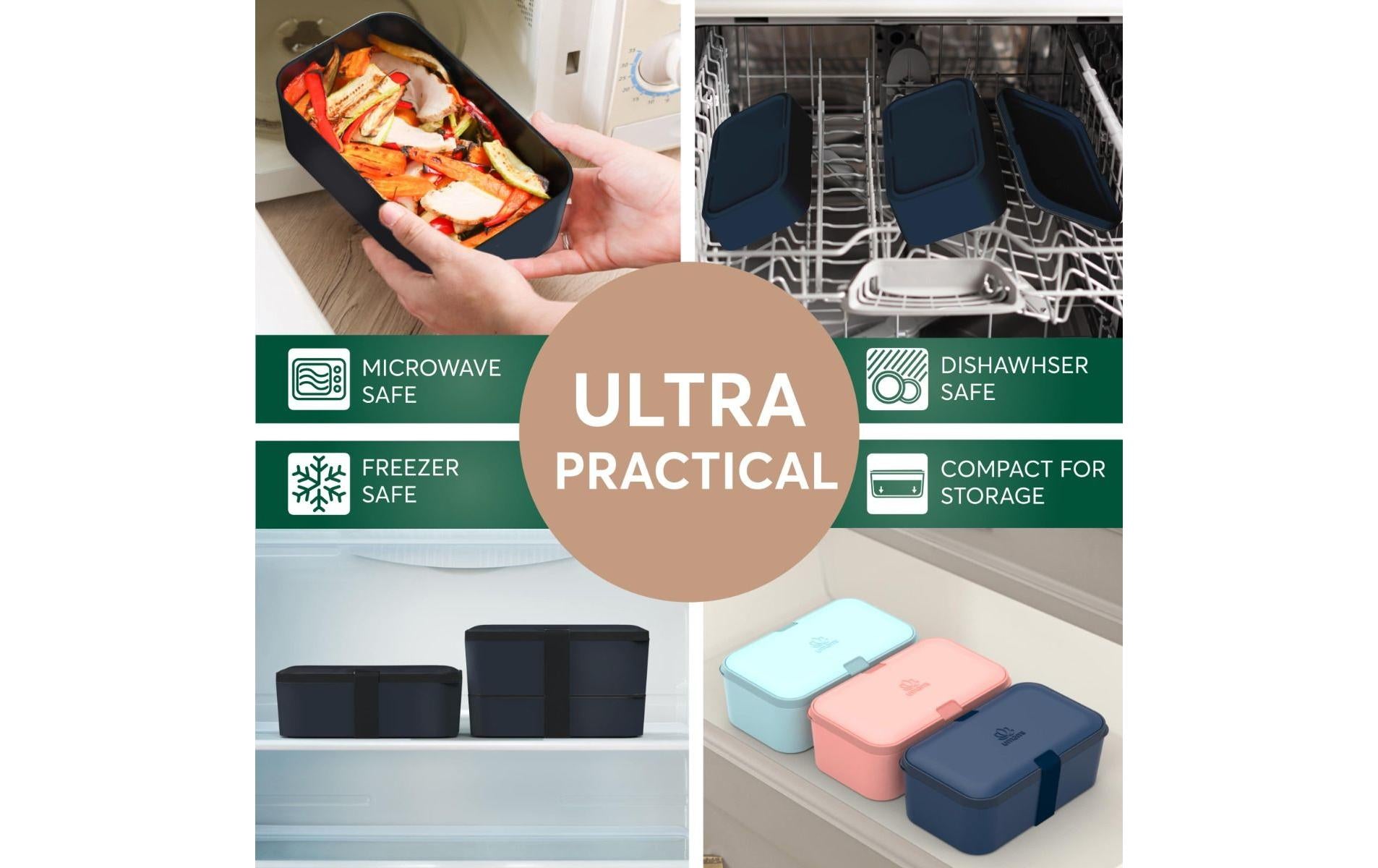 Umami Nestable – Lunchbox 1,5 l, 11 × 18,2 × 7 cm, Polypropylen (PP), dunkelblau