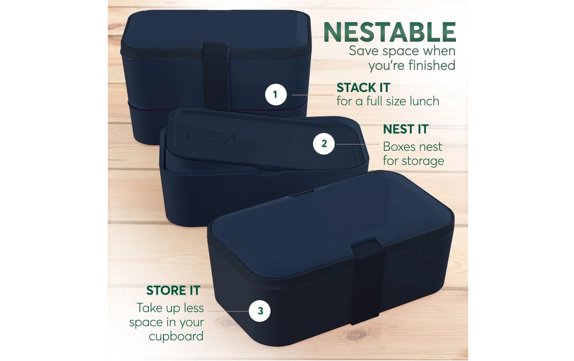 Umami Nestable – Lunchbox 1,5 l, 11 × 18,2 × 7 cm, Polypropylen (PP), dunkelblau