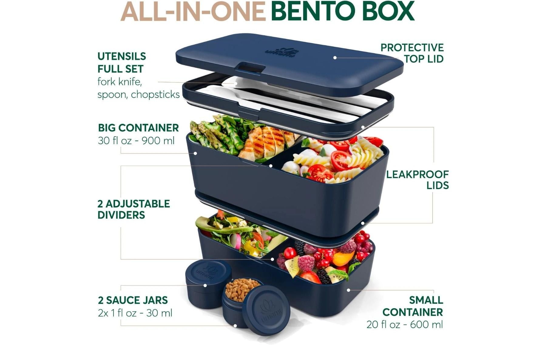 Umami Nestable – Lunchbox 1,5 l, 11 × 18,2 × 7 cm, Polypropylen (PP), dunkelblau