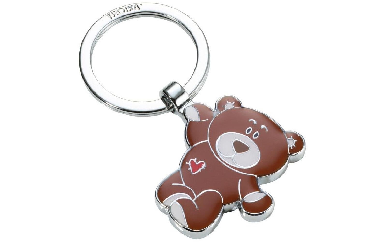 TROIKA Schlüsselanhänger Teddybär Bruno – Metall, Braun, 6er-Pack