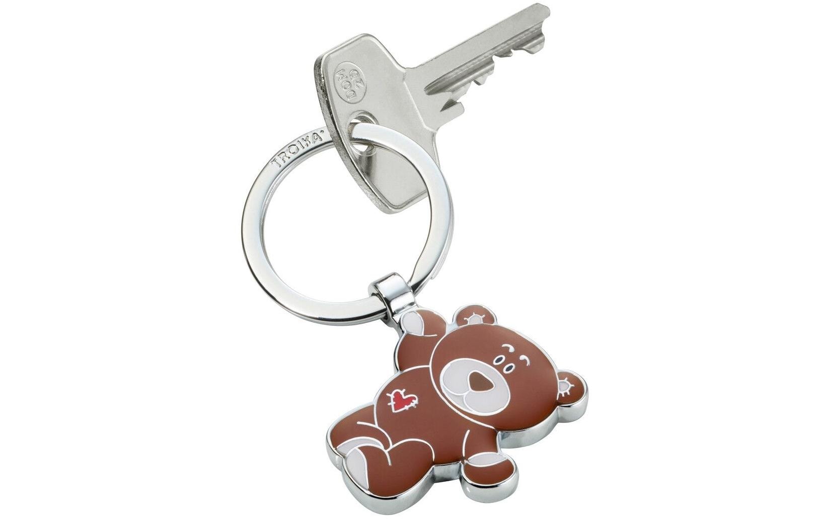 TROIKA Schlüsselanhänger Teddybär Bruno – Metall, Braun, 6er-Pack