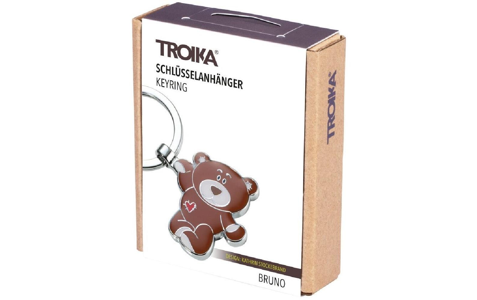TROIKA Schlüsselanhänger Teddybär Bruno – Metall, Braun, 6er-Pack