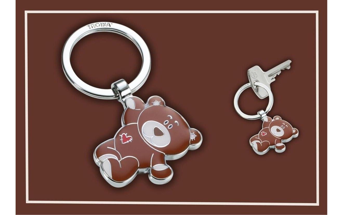 TROIKA Schlüsselanhänger Teddybär Bruno – Metall, Braun, 6er-Pack