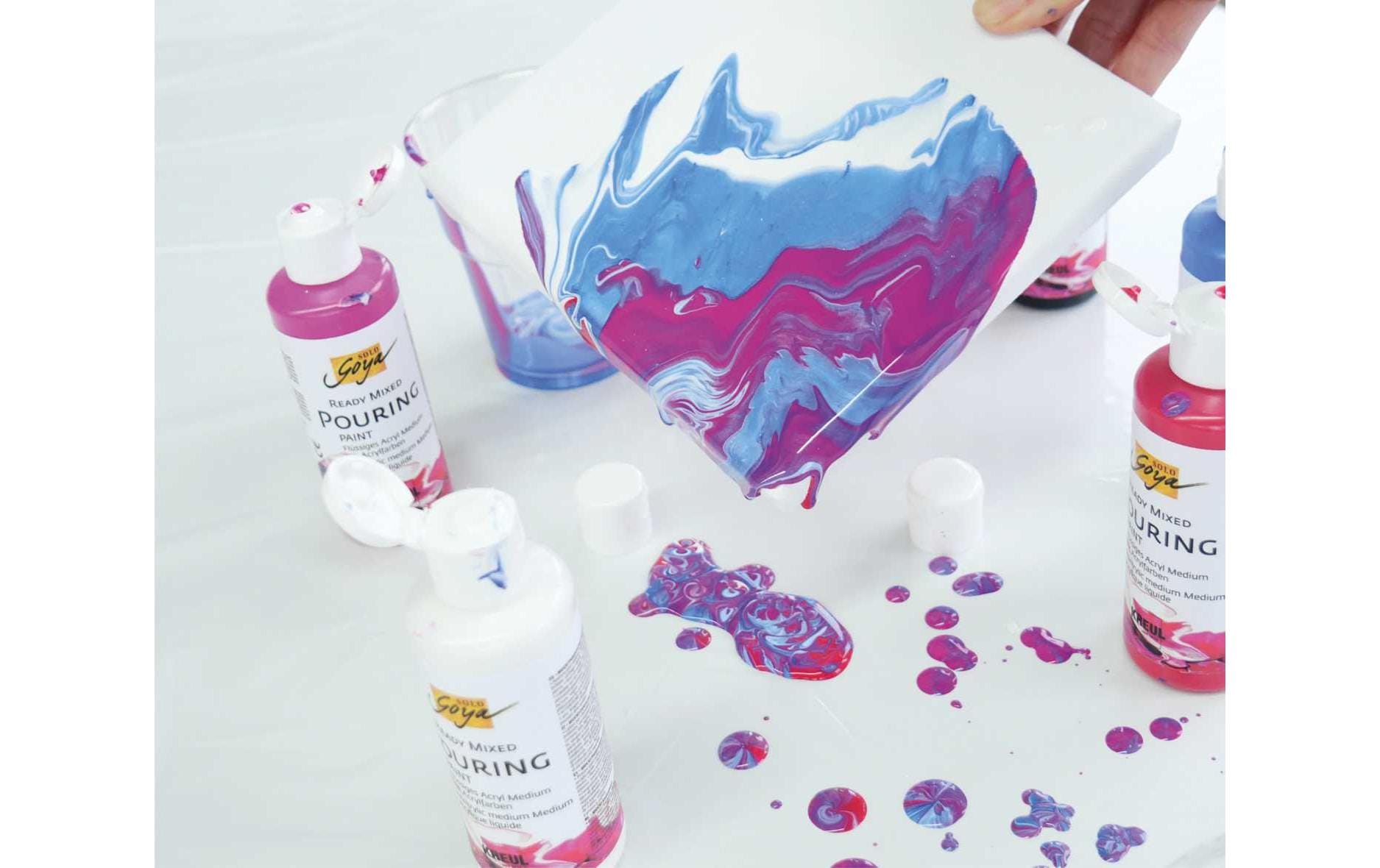 KREUL SOLO GOYA Pouring-Set – Mehrfarbig, seidenmatt – 6×80 ml (480 ml) – für Leinwand, Canvasboard