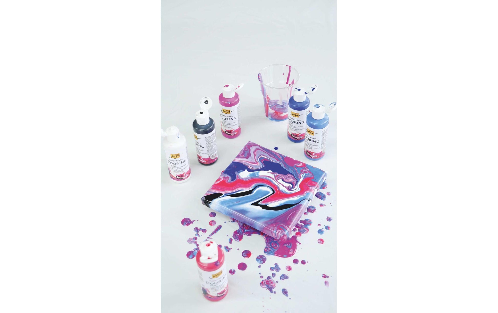 KREUL SOLO GOYA Pouring-Set – Mehrfarbig, seidenmatt – 6×80 ml (480 ml) – für Leinwand, Canvasboard