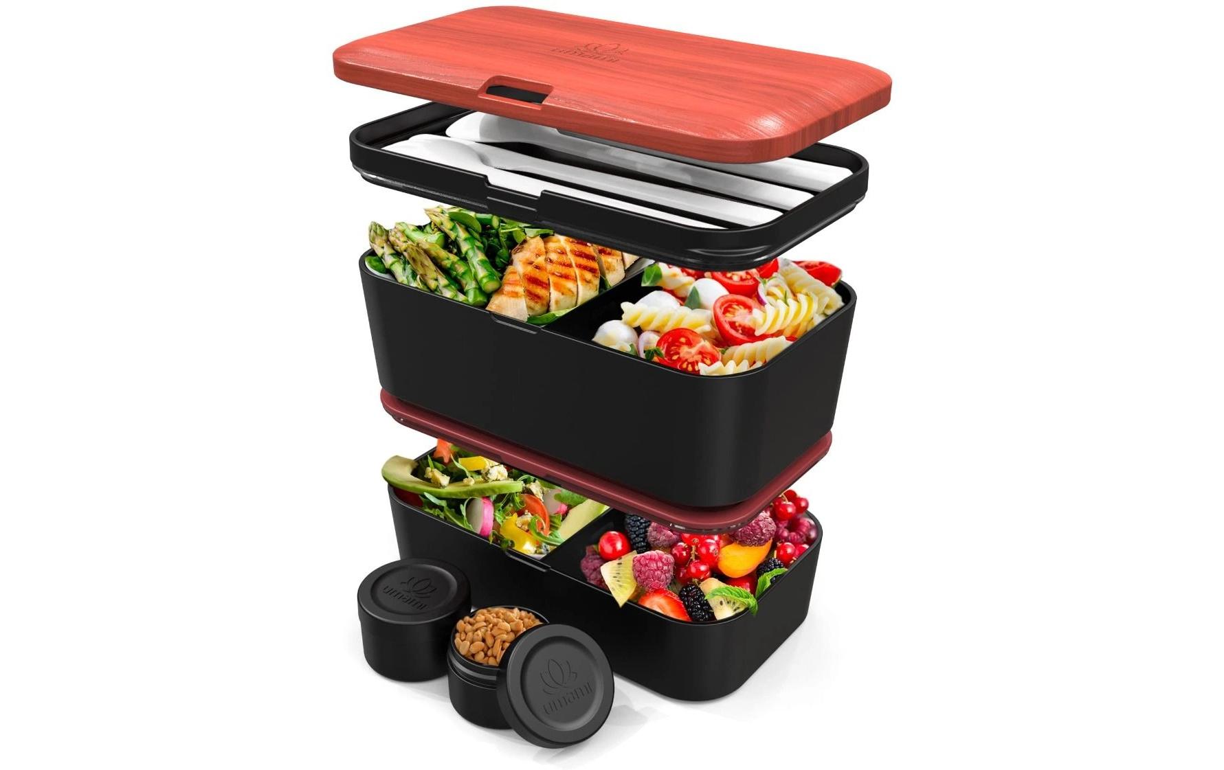 Umami Nestable – Lunchbox 1,5 l, 11 × 18,2 × 7 cm, Polypropylen (PP), schwarz/rosenholz, leckdicht