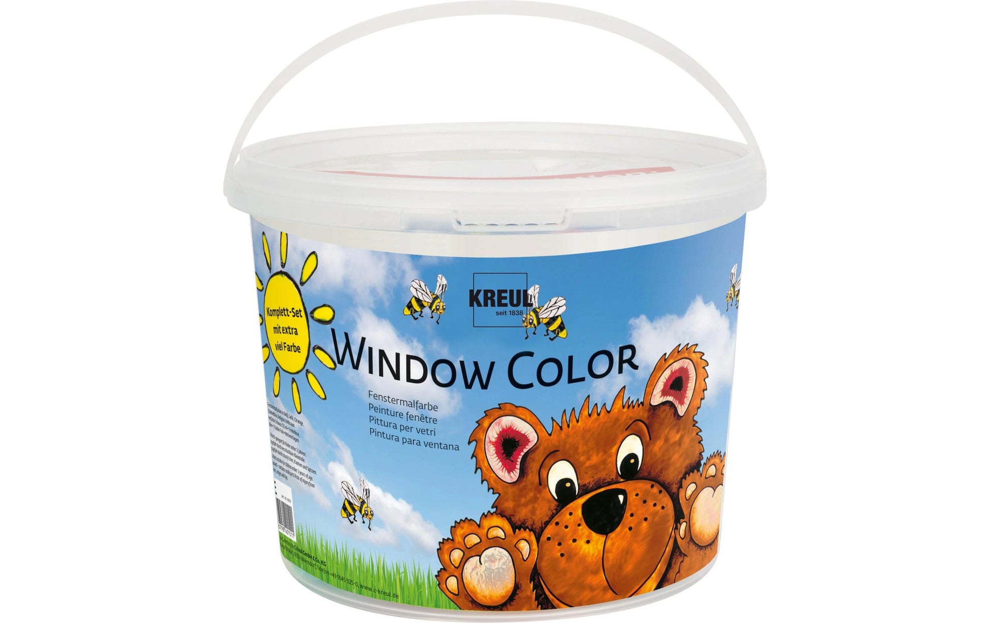 KREUL Window Color Fenstermalfarbe, Transparent, abziehbar – 8 Farben – 8×125 ml (1,0 l) – für Glas, Holz