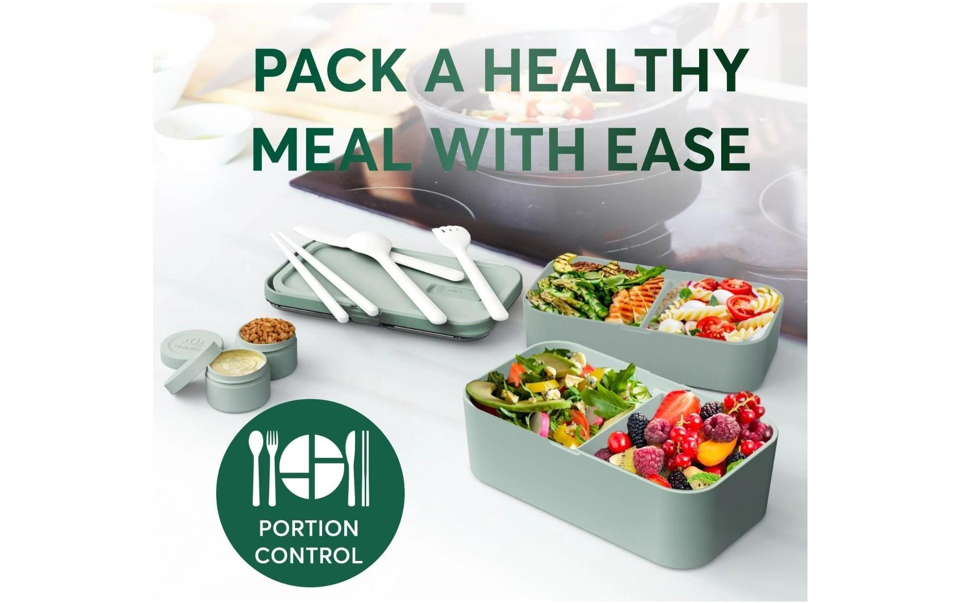 Umami Nestbare Bento Box – Lunchbox 1,5 l, 11 × 18,2 × 7 cm, Polypropylen (PP), grün