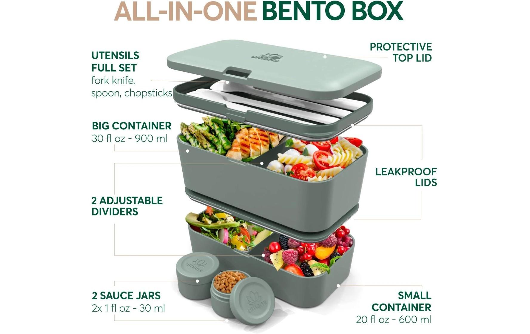 Umami Nestbare Bento Box – Lunchbox 1,5 l, 11 × 18,2 × 7 cm, Polypropylen (PP), grün