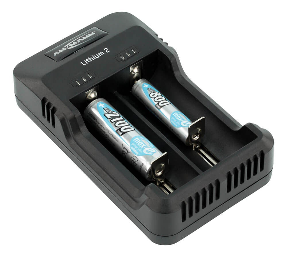 Ansmann Lithium 2 Ladegerät – LED-Anzeige, unabhängige Ladeplätze – für AA, AAA, 26650 und andere