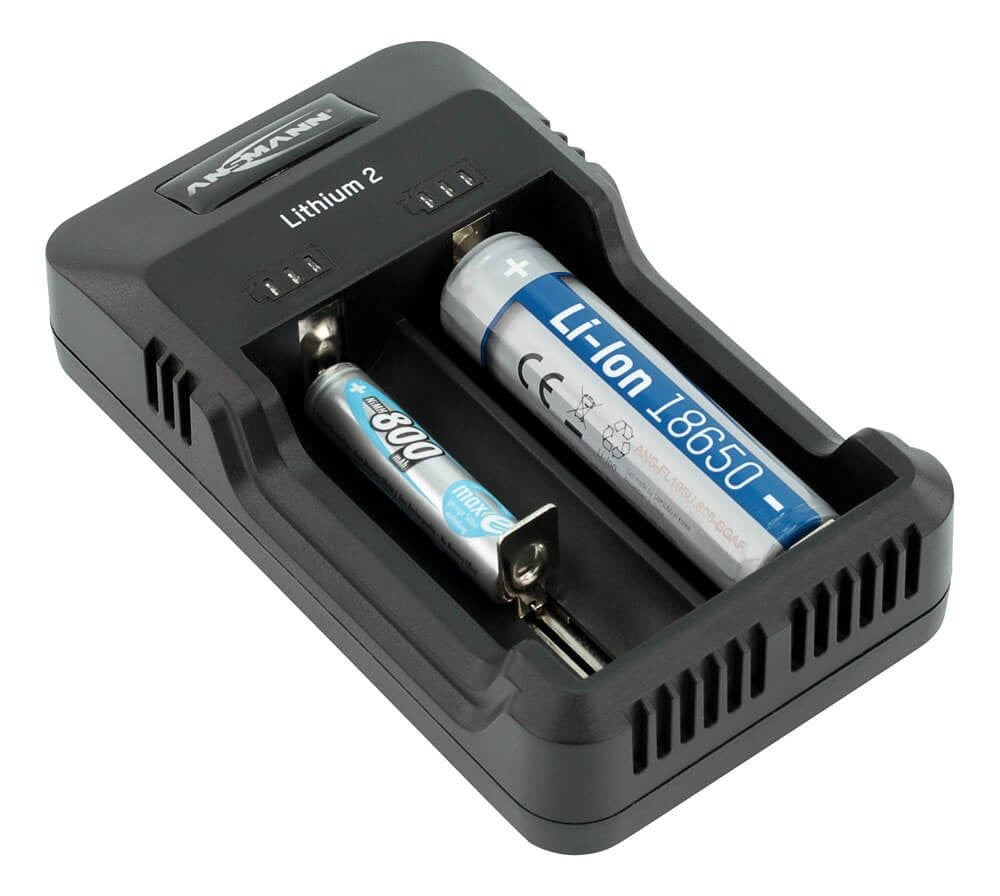 Ansmann Lithium 2 Ladegerät – LED-Anzeige, unabhängige Ladeplätze – für AA, AAA, 26650 und andere