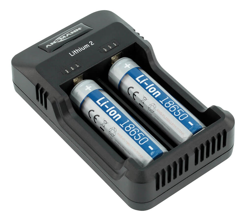 Ansmann Lithium 2 Ladegerät – LED-Anzeige, unabhängige Ladeplätze – für AA, AAA, 26650 und andere
