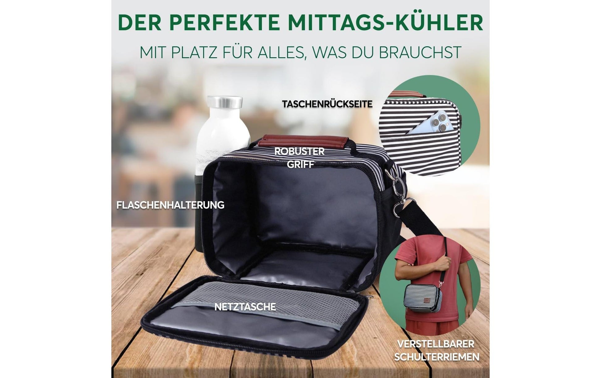 Umami Lunchbox Thermocase – 14×16×21 cm – weiss, schwarz – Nylon – 1 Stk.