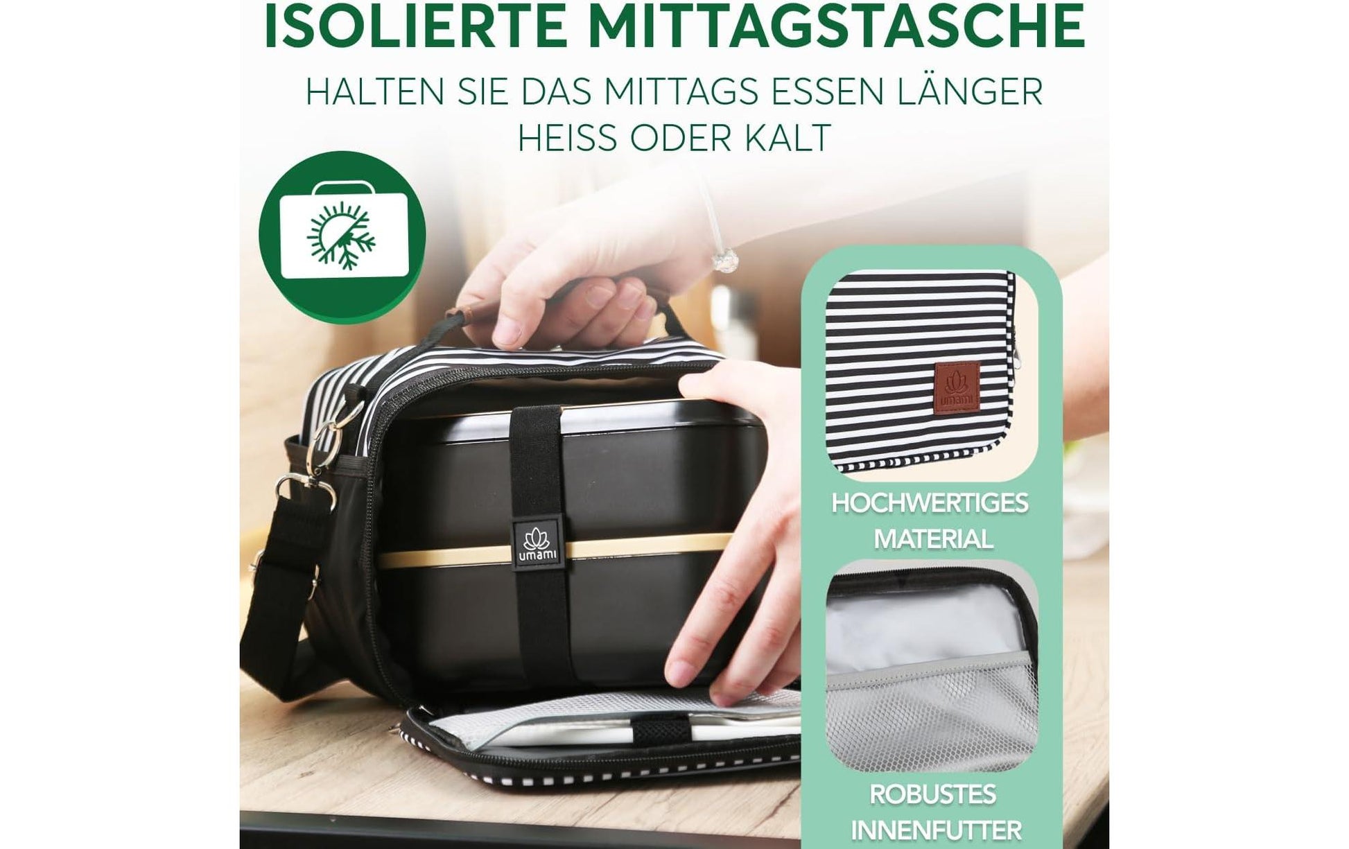 Umami Lunchbox Thermocase – 14×16×21 cm – weiss, schwarz – Nylon – 1 Stk.