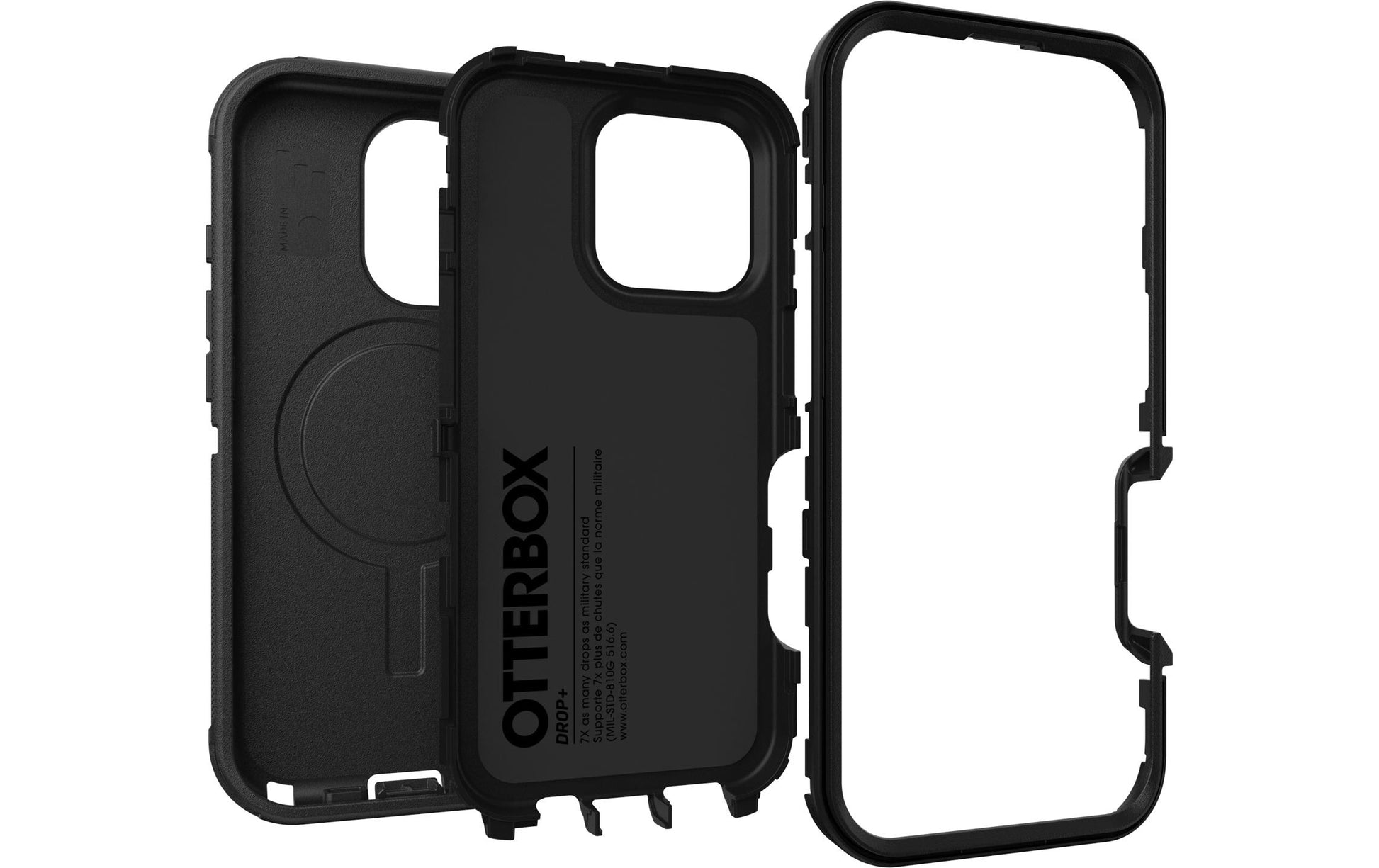 OtterBox Defender Rugged-Case – für Apple iPhone 16 Pro, MagSafe, Gummi, Schwarz, mit Gürtelclip