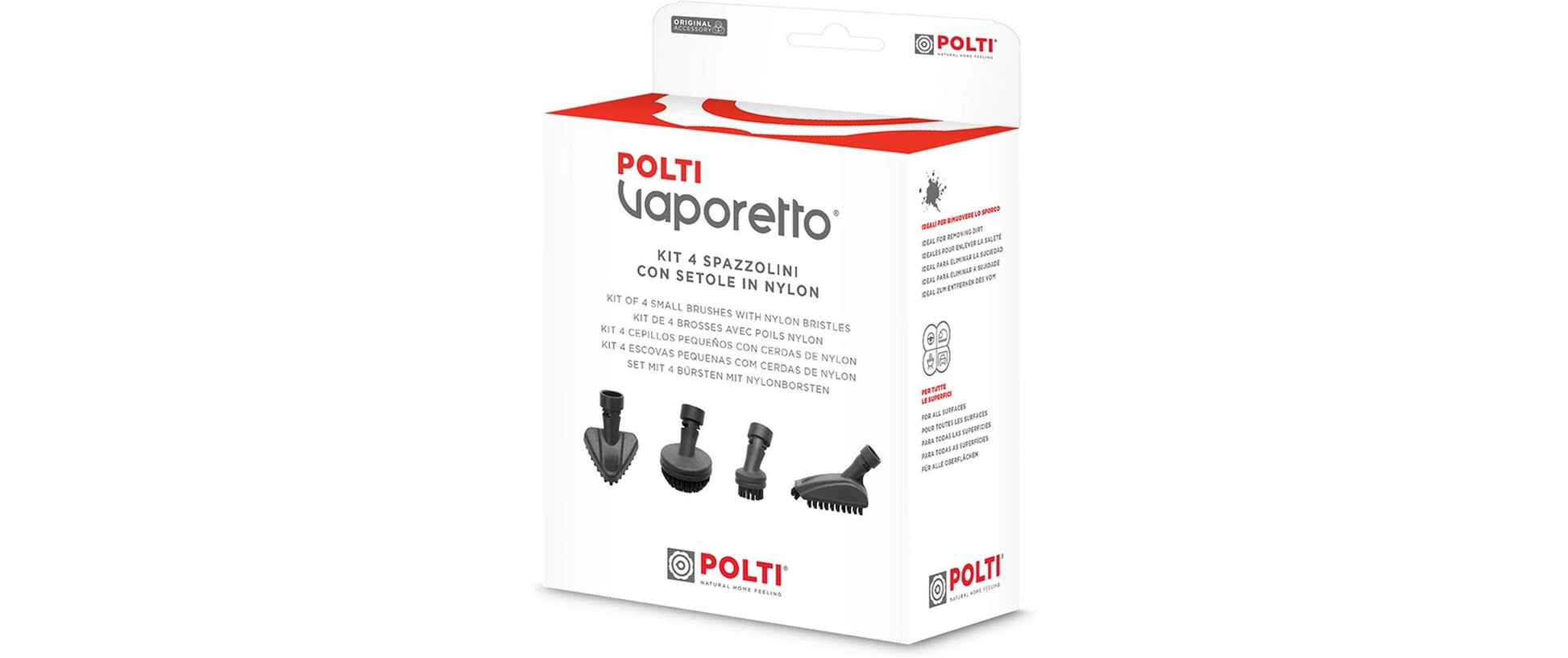 Polti Ersatzbürsten-Set – Nylon, Kunststoff, schwarz, 4er-Set, für SV660, SV650 & weitere
