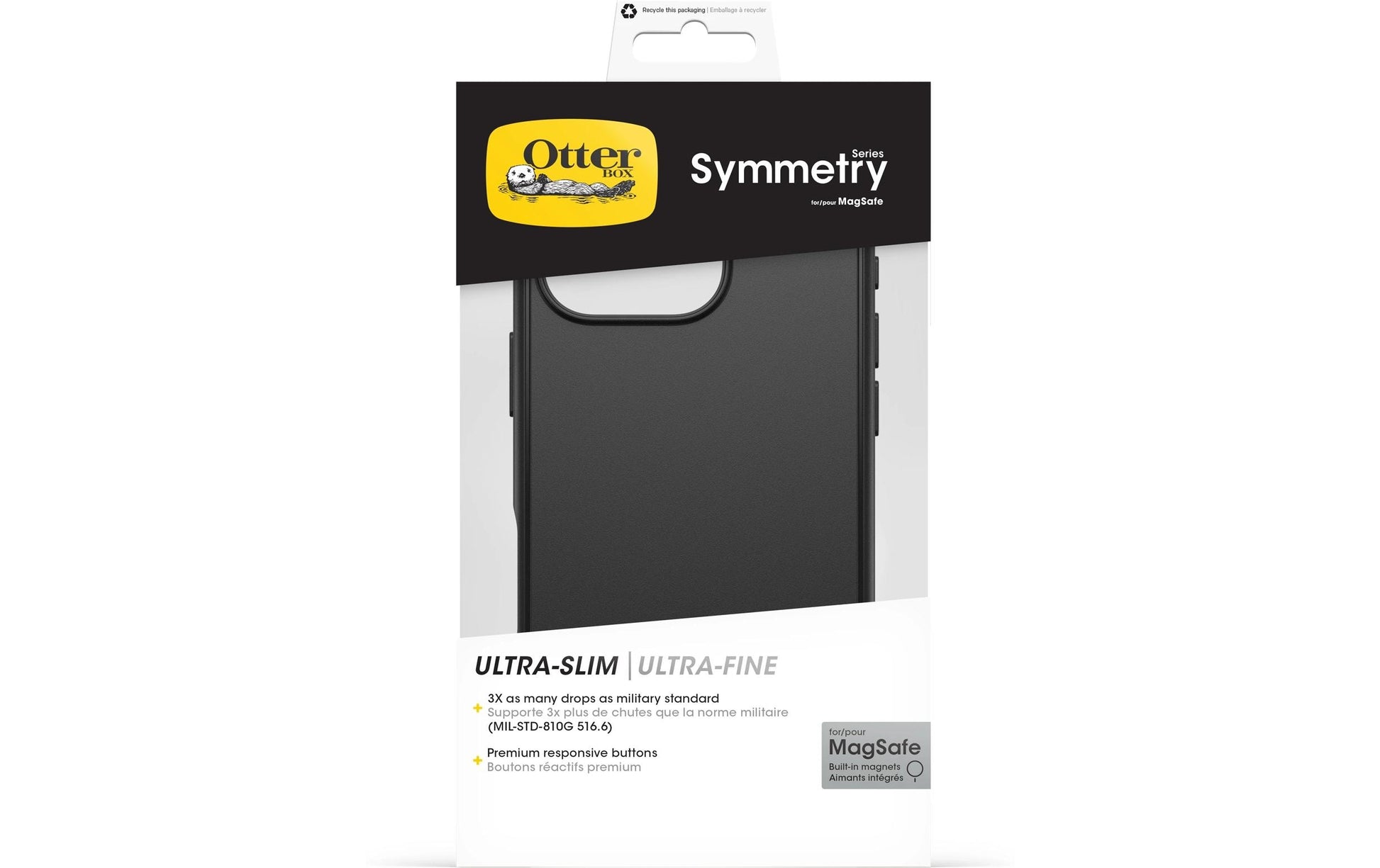 OtterBox Symmetry – Backcover – für Apple iPhone 16 Pro – MagSafe, Synthetik-Kautschuk, Schwarz