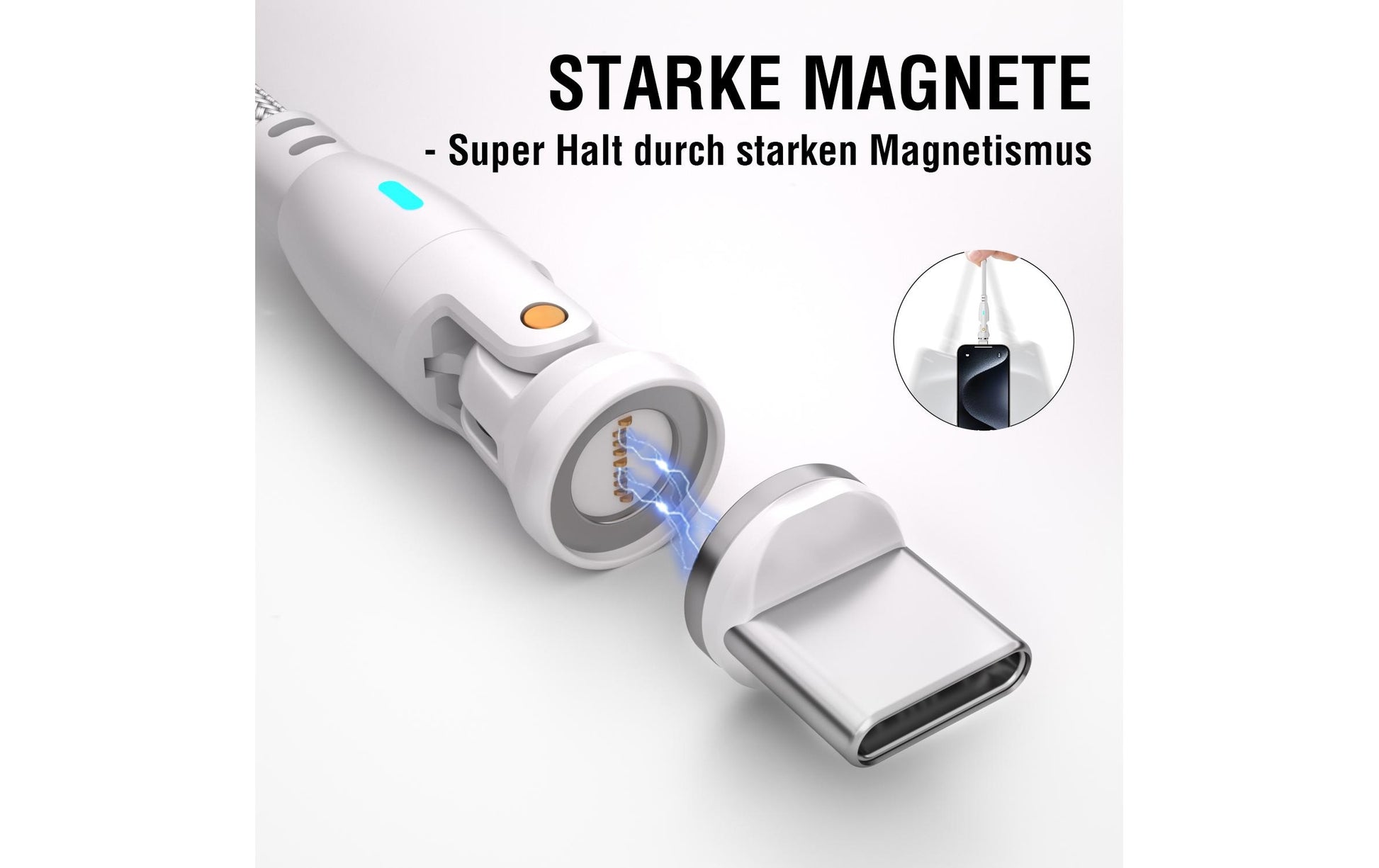 4smarts USB-C auf USB-C Kabel – USB 2.0 (480 Mbit/s) – 1,8 m – PD 100 W – Textilmantel, Abgewinkelt – Weiss
