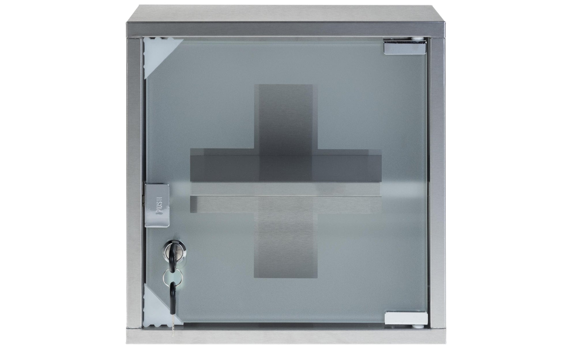 Struct S – Medizinschrank, abschliessbar, Glas, 300 × 120 × 300 mm, silber