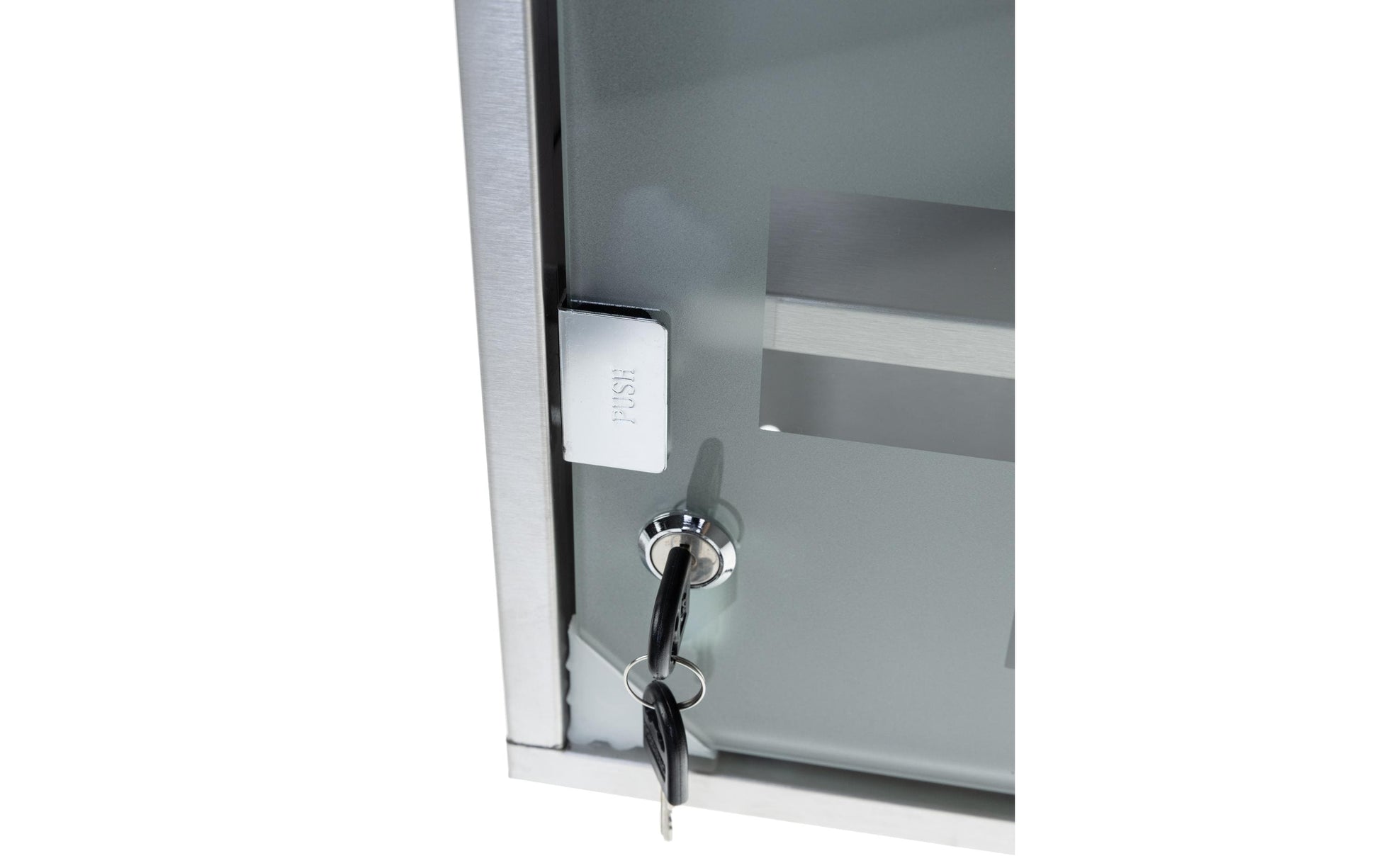 Struct S – Medizinschrank, abschliessbar, Glas, 300 × 120 × 300 mm, silber
