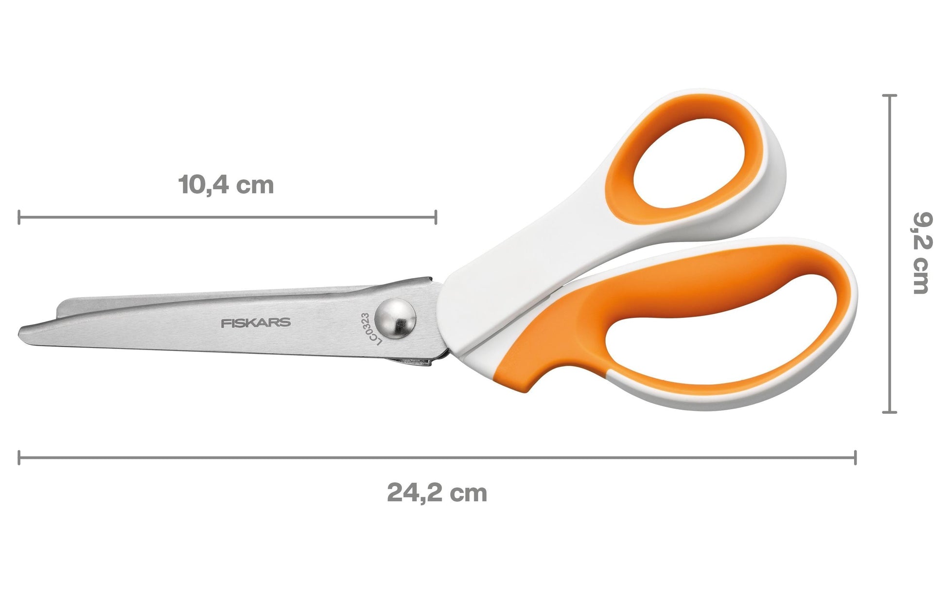 Fiskars Konturenschere 24,2 cm, für Rechtshänder – Edelstahl, Softgrip, Zickzack, Orange/Weiss