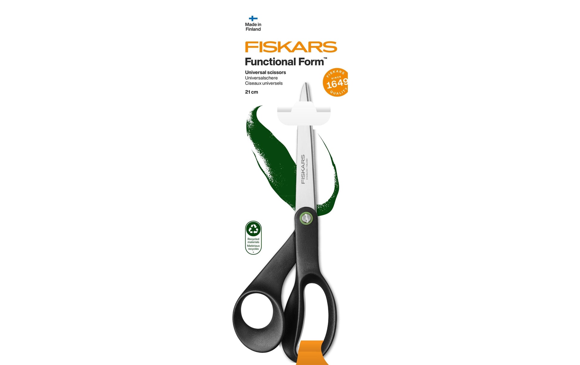Fiskars Schere 21,0 cm, für Rechtshänder – Edelstahl, Softgrip – Schwarz