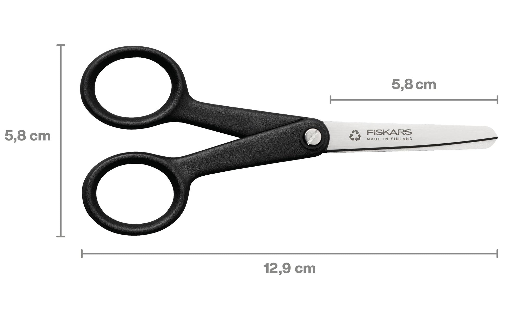 Fiskars Schere 13,0 cm, für Rechts- und Linkshänder – Stahl, Softgrip, Schwarz