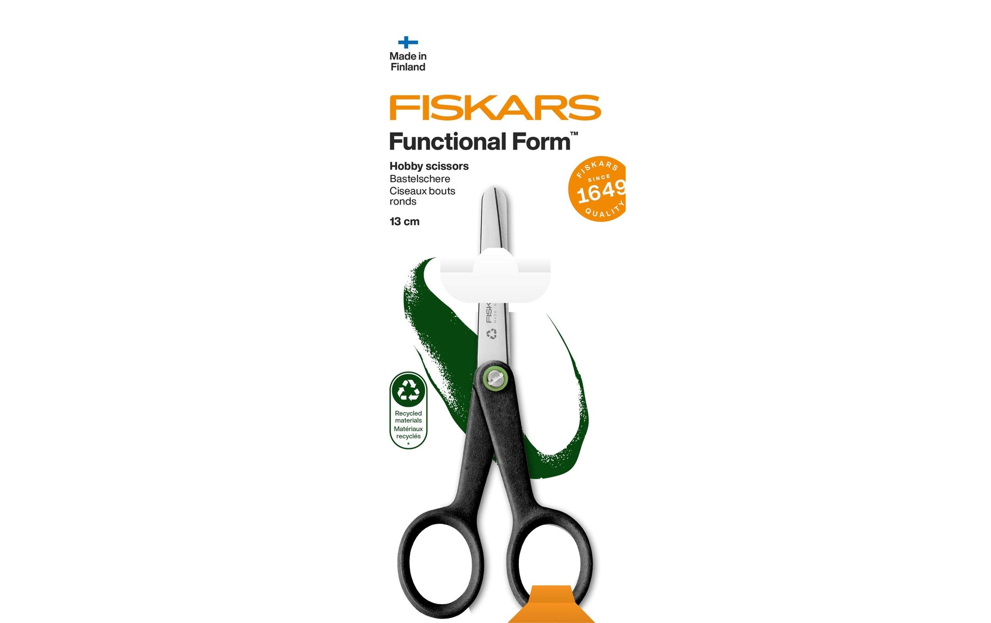 Fiskars Schere 13,0 cm, für Rechts- und Linkshänder – Stahl, Softgrip, Schwarz