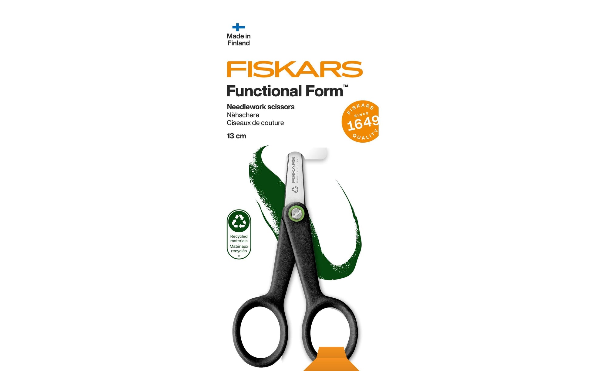 Fiskars Schere 13,0 cm, spitz, für Rechts- und Linkshänder – Edelstahl, ergonomischer Griff, schwarz
