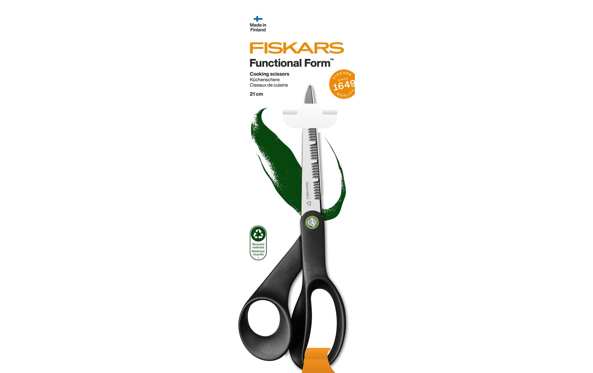 Fiskars Schere FF – rechtshändig, spülmaschinenfest – Edelstahl/Kunststoff – schwarz – 21 cm