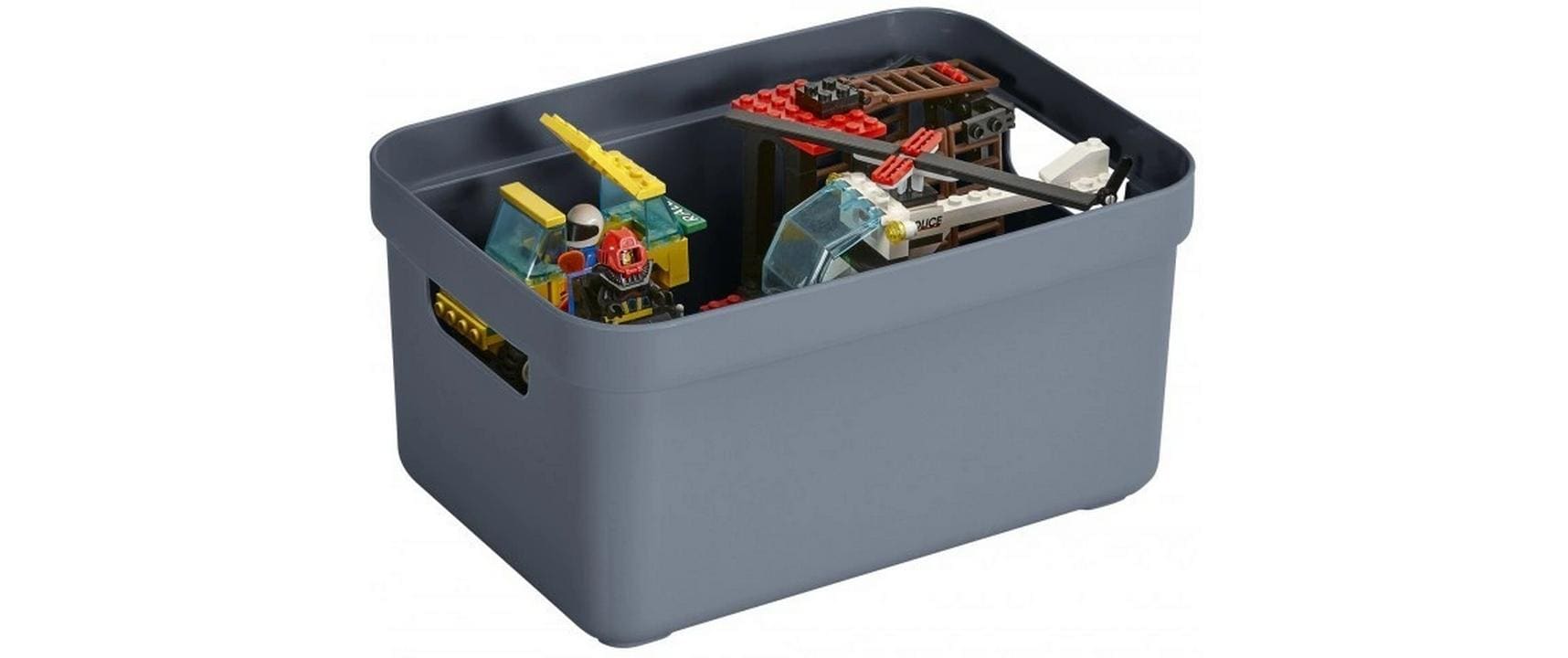 Sigma home Aufbewahrungsbox 5 L (ohne Deckel) – Kunststoff – Dunkelblau – mit Griff