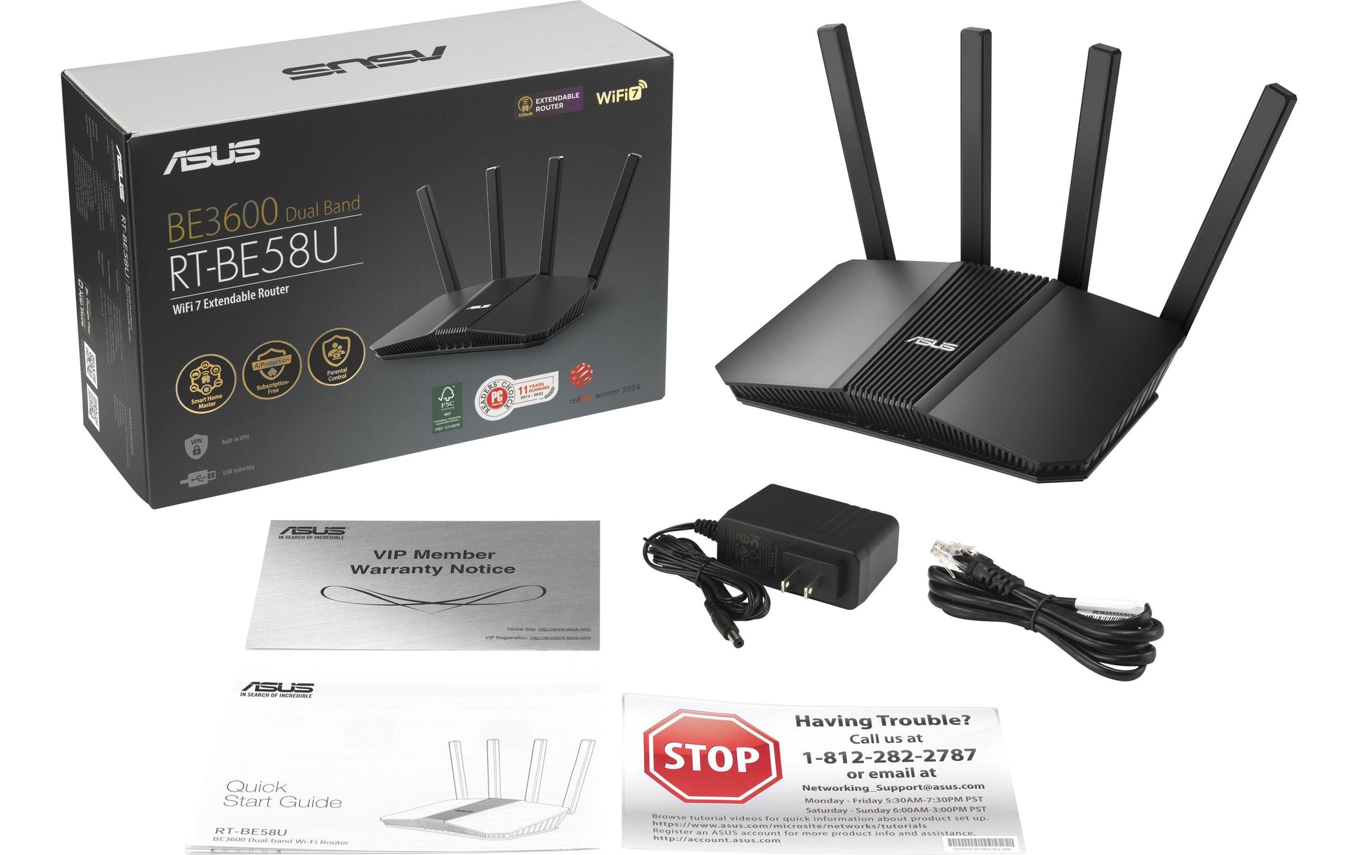 ASUS RT-BE58U Tischrouter – Wi-Fi, Ethernet – DC 12 V – 238 × 193 × 59 mm