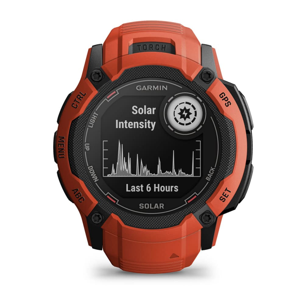 Garmin Instinct 2X Solar – GPS-Smartwatch – 50 mm, 1,1", GPS, MIP, Power Glass, 10 ATM, Rot, Sportarmband
