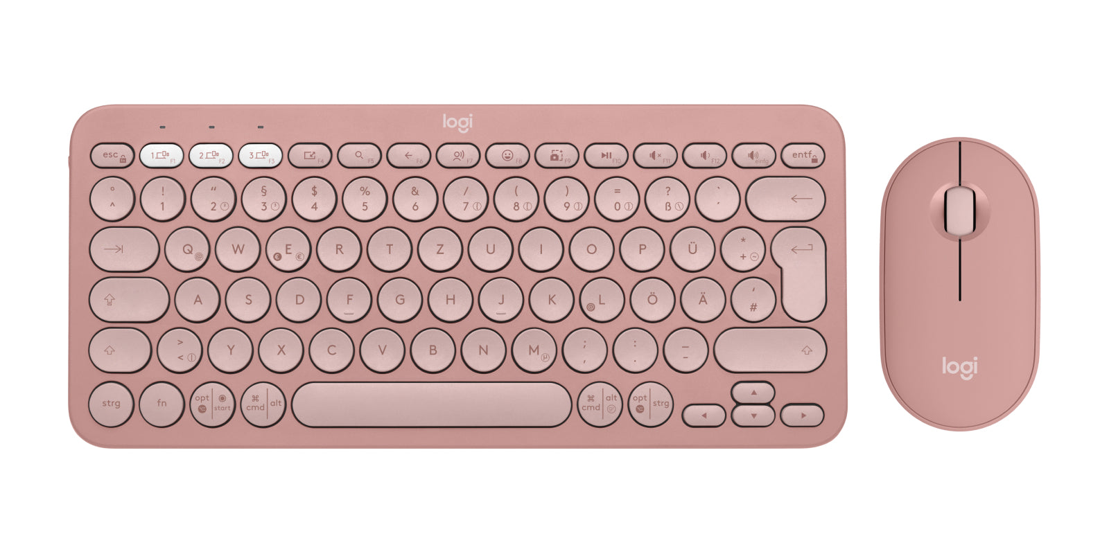 Logitech Pebble 2 Combo – Tastatur- und Maus-Set – Mini, Scherenmechanik – Bluetooth & 2,4 GHz (Logi Bolt) – QWERTZ (DE)