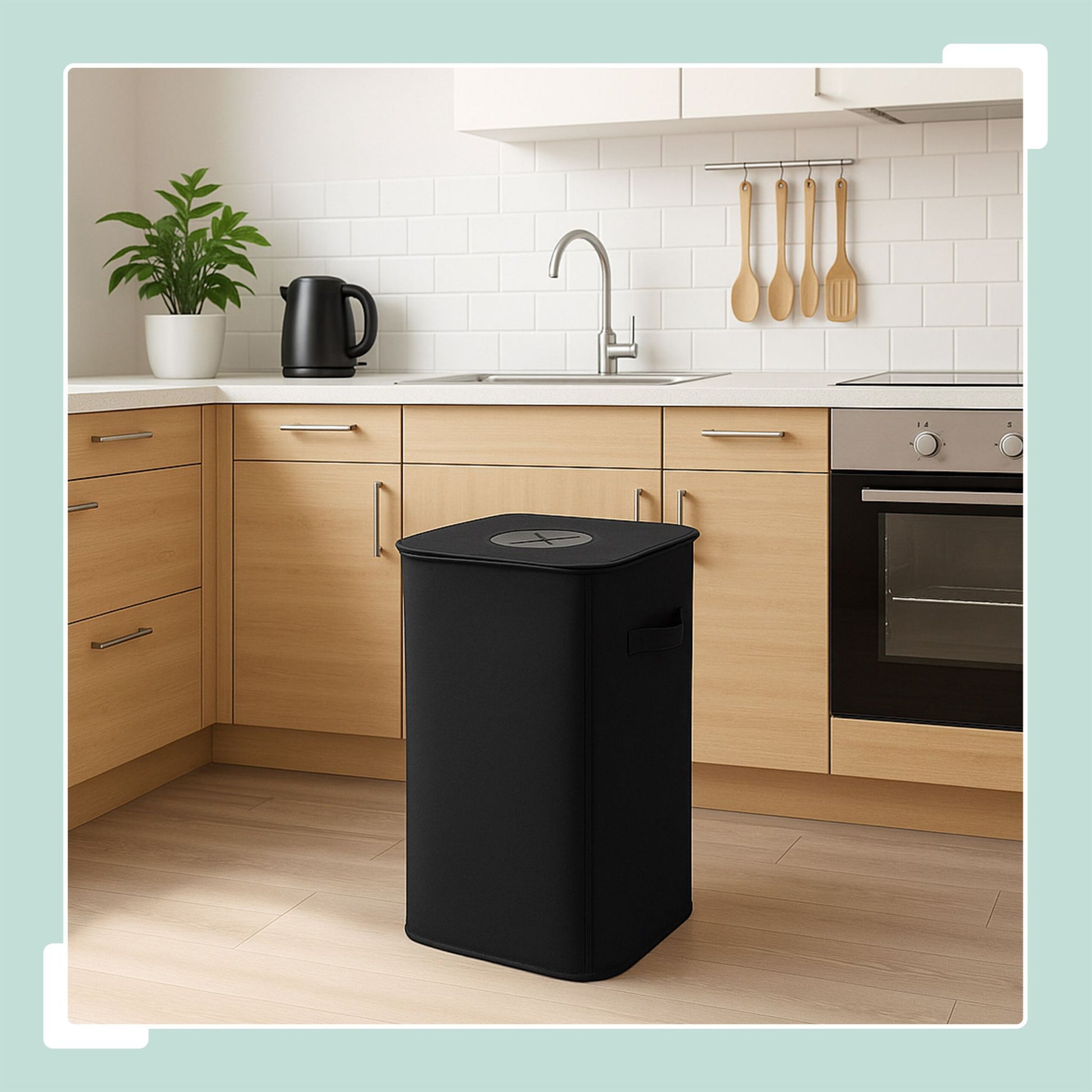 Relaxdays Recyclingbox – 100 l – Polyester/Glasfaser, rechteckig – schwarz – abnehmbar, mit Griffen