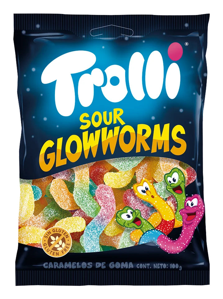 Trolli Saurer Glowworms Gummibonbons – Mix – 100 g
