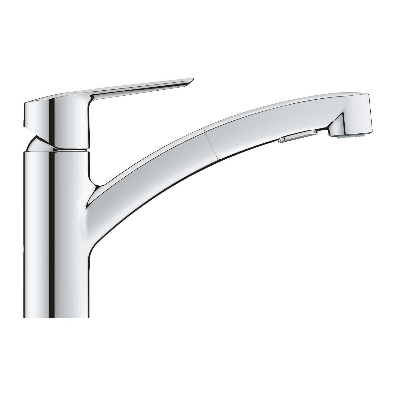 GROHE Start – Einhebelmischer, 5,1 × 22,7 × 18,1 cm, Messing, Chrom, ausziehbare Brause