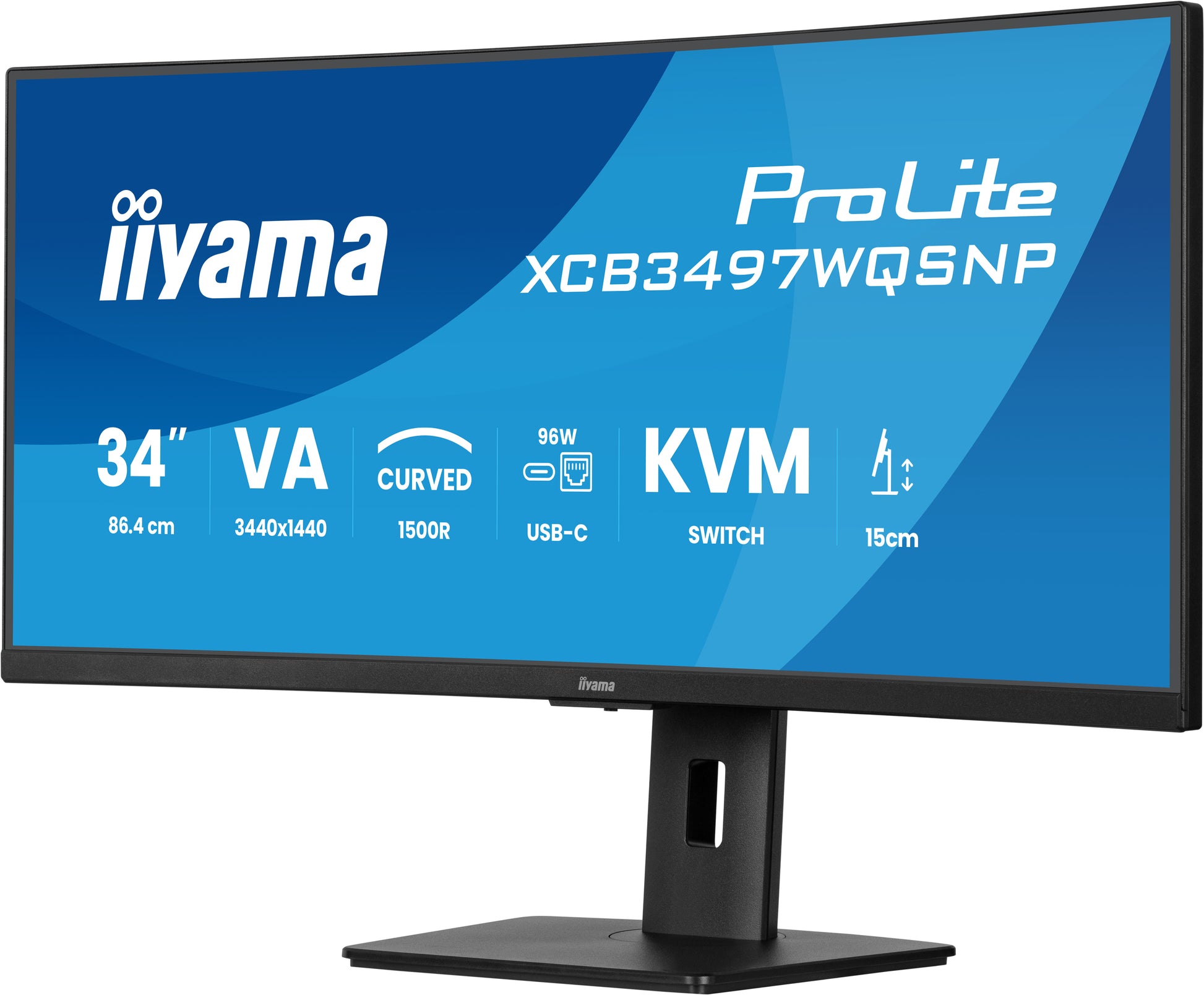 iiyama XCB3497WQSNP-B1 – Monitor, 34" 3440 × 1440 (UQHD), 120 Hz, 350 cd/m²