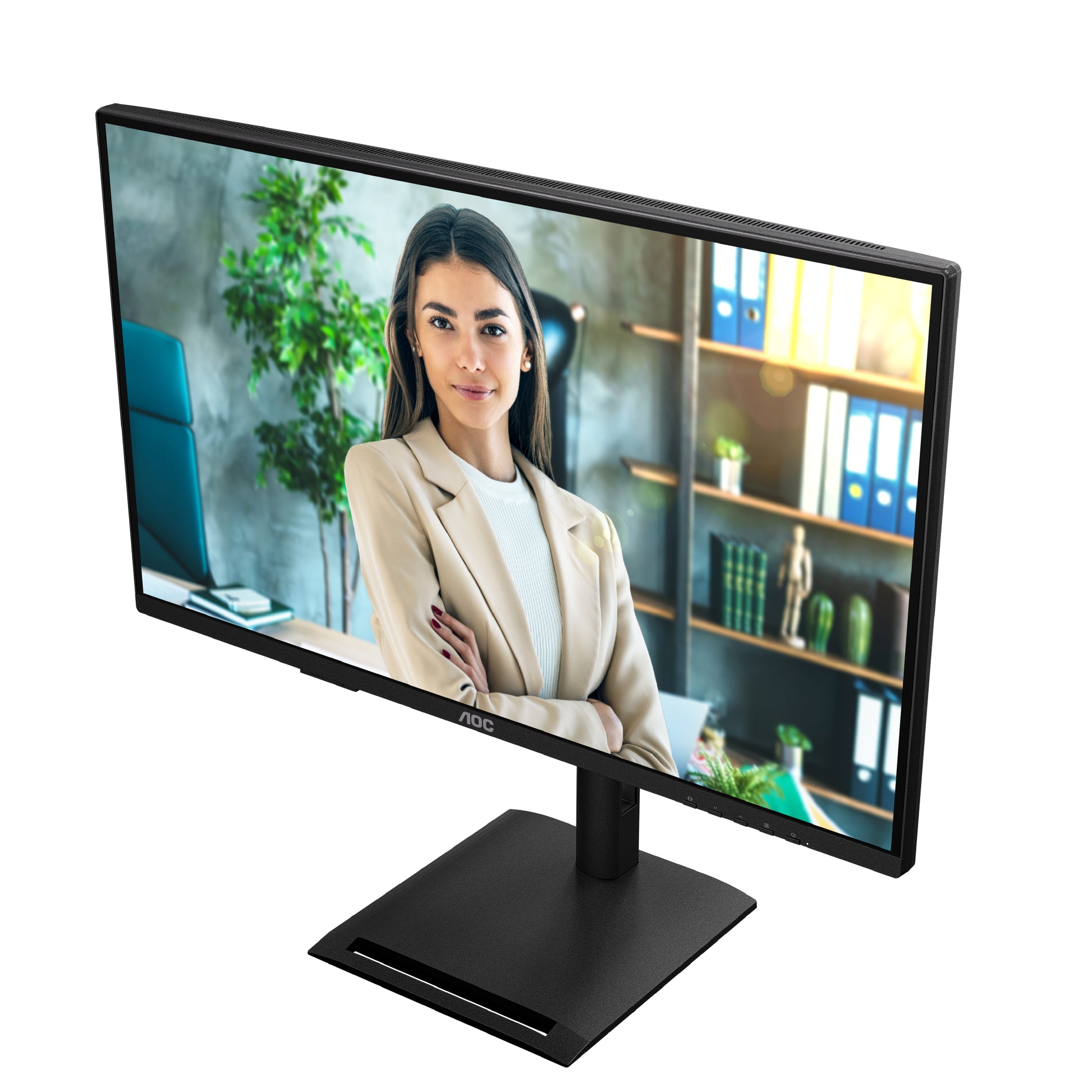 AOC Q27P4U – Monitor, 27", 2560 × 1440 (WQHD), IPS, 120 Hz, 350 cd/m², USB-Hub, Adaptive Sync, Schwarz