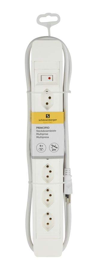 M. Schönenberger 85.805.6.2WS – Steckdosenleiste, 6× T13, mit Schalter, 2 m, Stecker T12, IP20