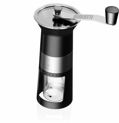 Bialetti Manuelle Kaffeemühle MCPRO001 – Schlagmesser, 6 Stufen, 45 g, Silber