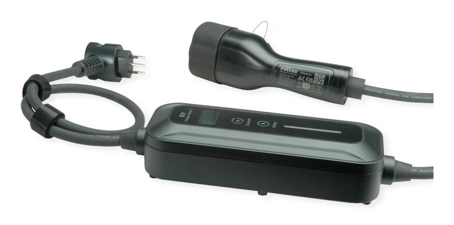 ROLINE Tragbares Elektroauto-Ladegerät 2,3 kW – Mode 2 – CEI23-50 (Typ L) → Typ-2, 5 m – für Typ-2-Fahrzeuge