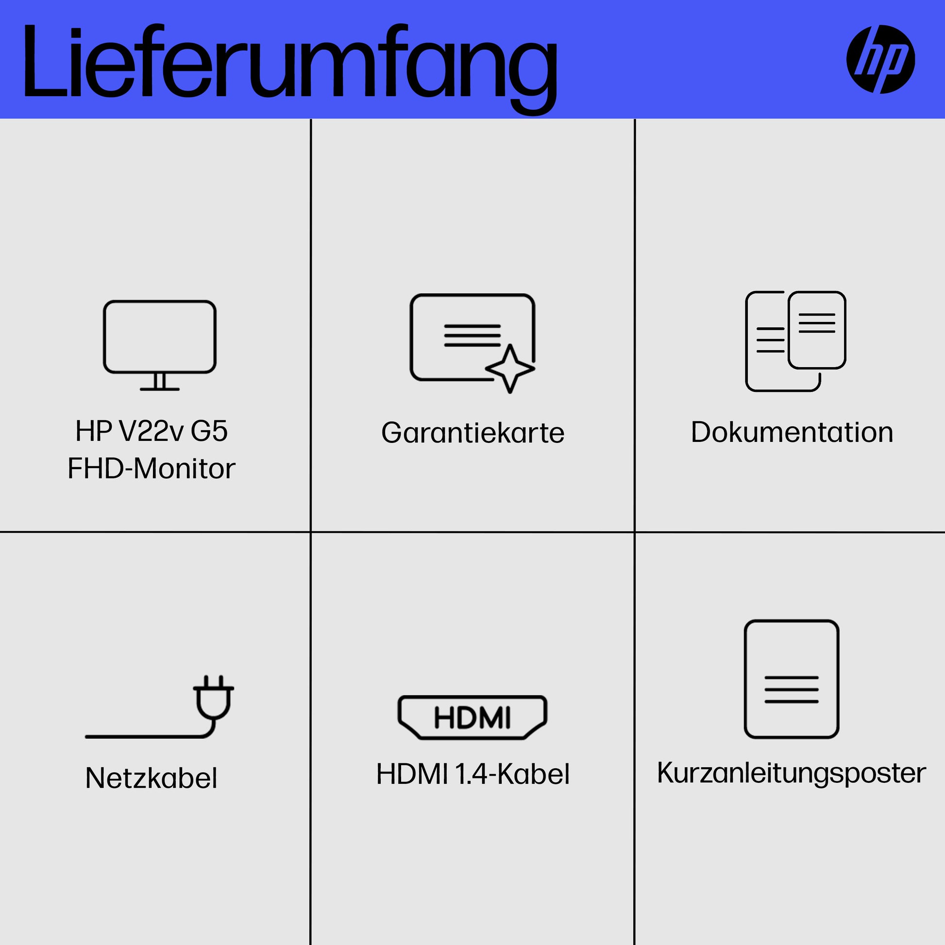 HP V22V G5 – Monitor, 21,4" 1920 × 1080 (Full HD), Schwarz