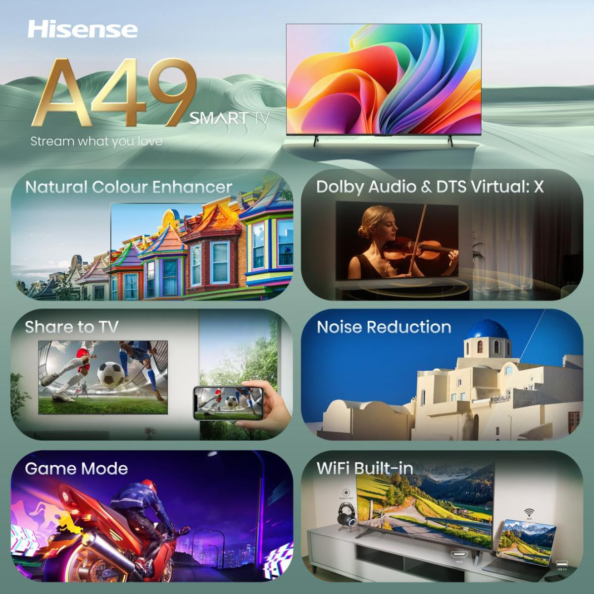 Hisense A49S 40A49S – 40" TV – FHD – LCD – VIDAA – 60 Hz – HLG