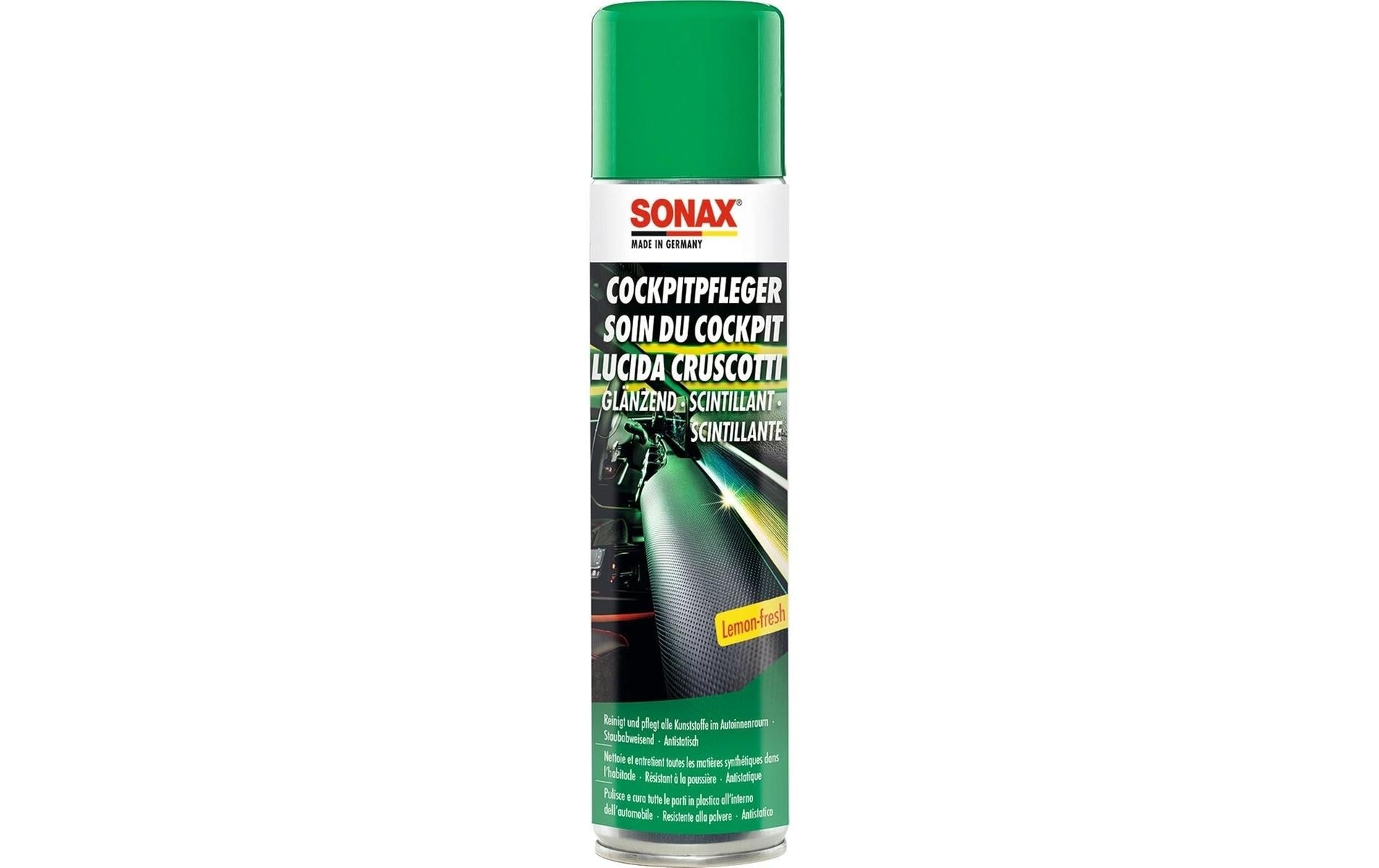 Sonax Innenreiniger Zitrone – für Innenraum, Kunststoff & Holz – 400 ml – Spray, antistatisch
